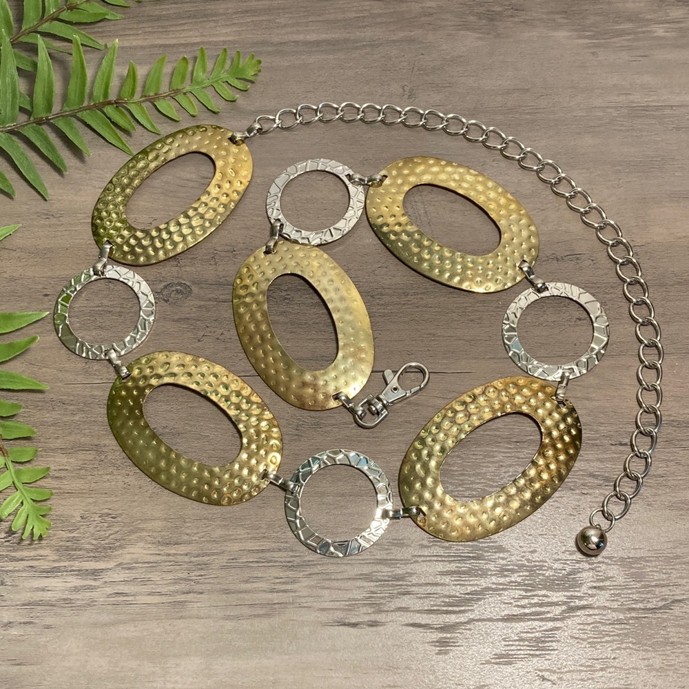 Vintage Gold And Silver Oval Circle Link Belt